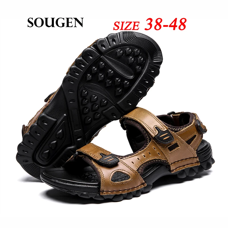Size38 48 мужские кожаные сандалии удобная обувь для мужчин Летняя мужская взрослых