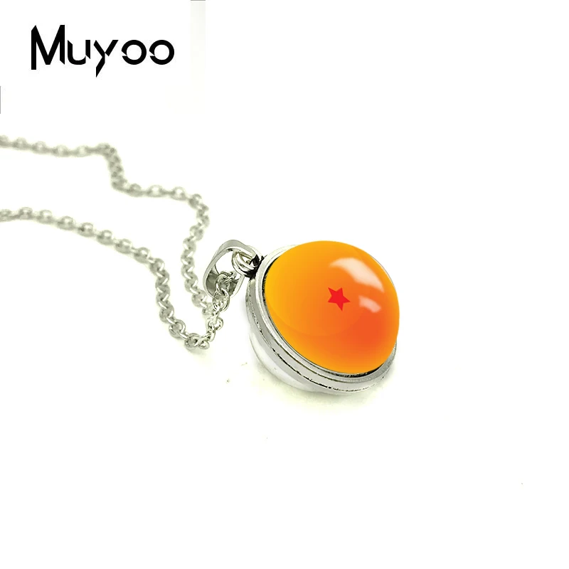 

2018 New Dragon Ball Z Stars Double Sided Pendant Japanese Anime Necklace Handmade Jewelry Glass Dome Cabochon Necklaces