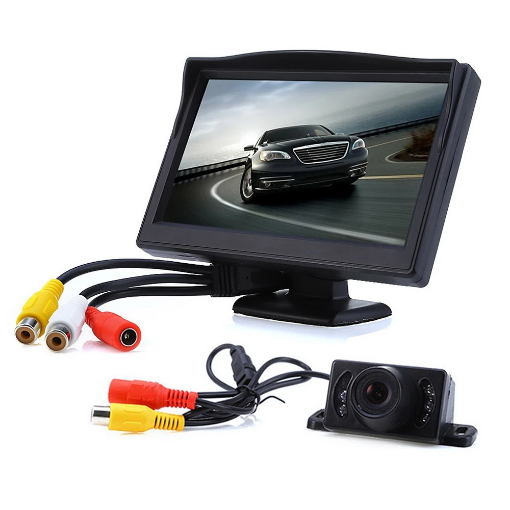 5 inch HD Rear View Car Auto Vehicle Monitor Parking Backup 170 Degree Camera with Displayer Two