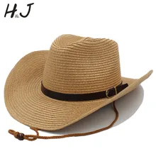 Женская и Мужская Западная ковбойская шляпа с ветрозащитный трос для леди джентльмен пляж солнце Sombrero Женская Ковбойская шляпа размер 58 см A0116-XSJ