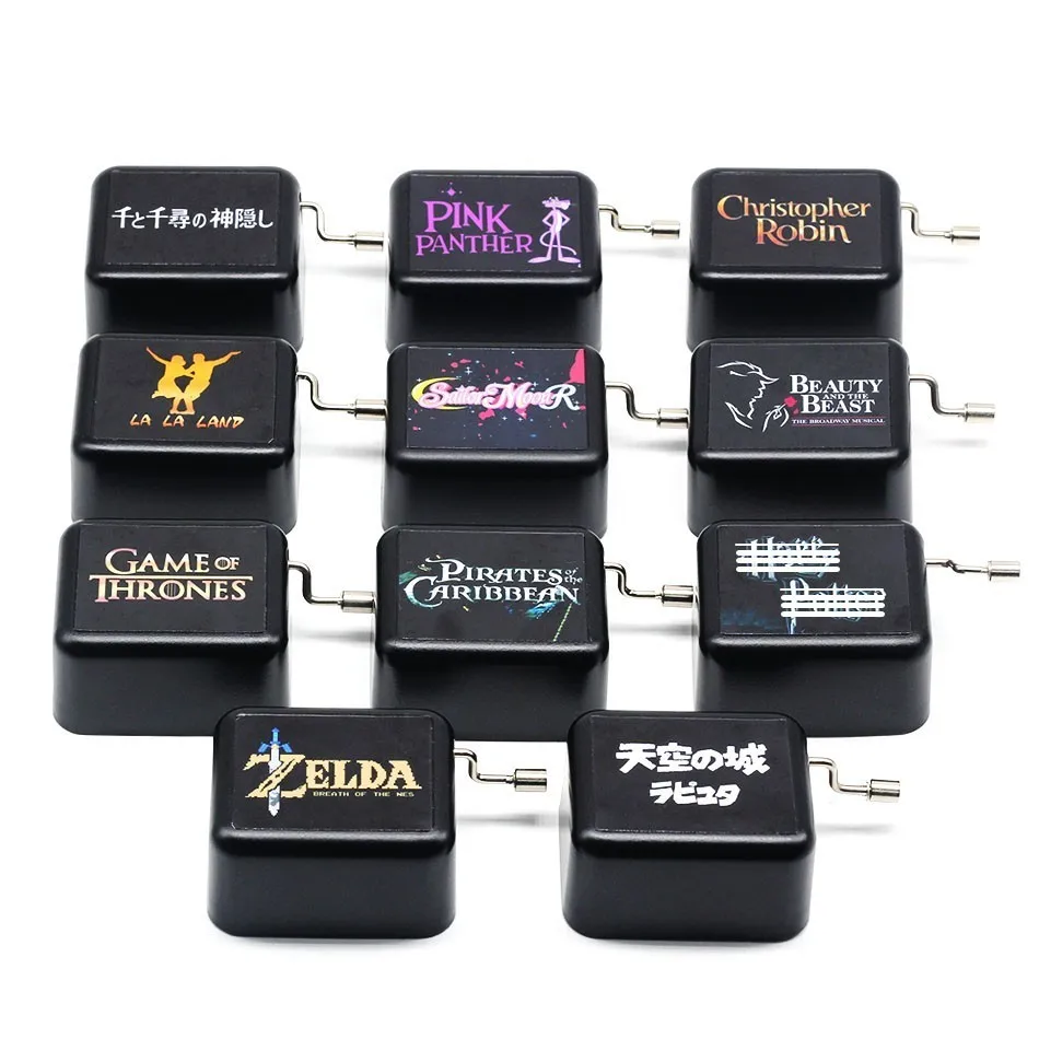 

New black color Hand Cranked Music Box Theme Music Beauty And Beast Game Of Thrones Pinks Panther Christmas Birthday Gifts