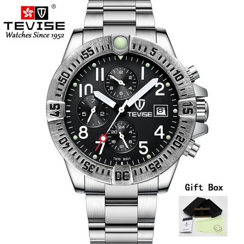 Mecânicos de Luxo Relógio de Pulso para Masculino Relógio de Ouro Tevise Relógios Masculinos Funcional Dial Automático Ouro Relógio Masculino