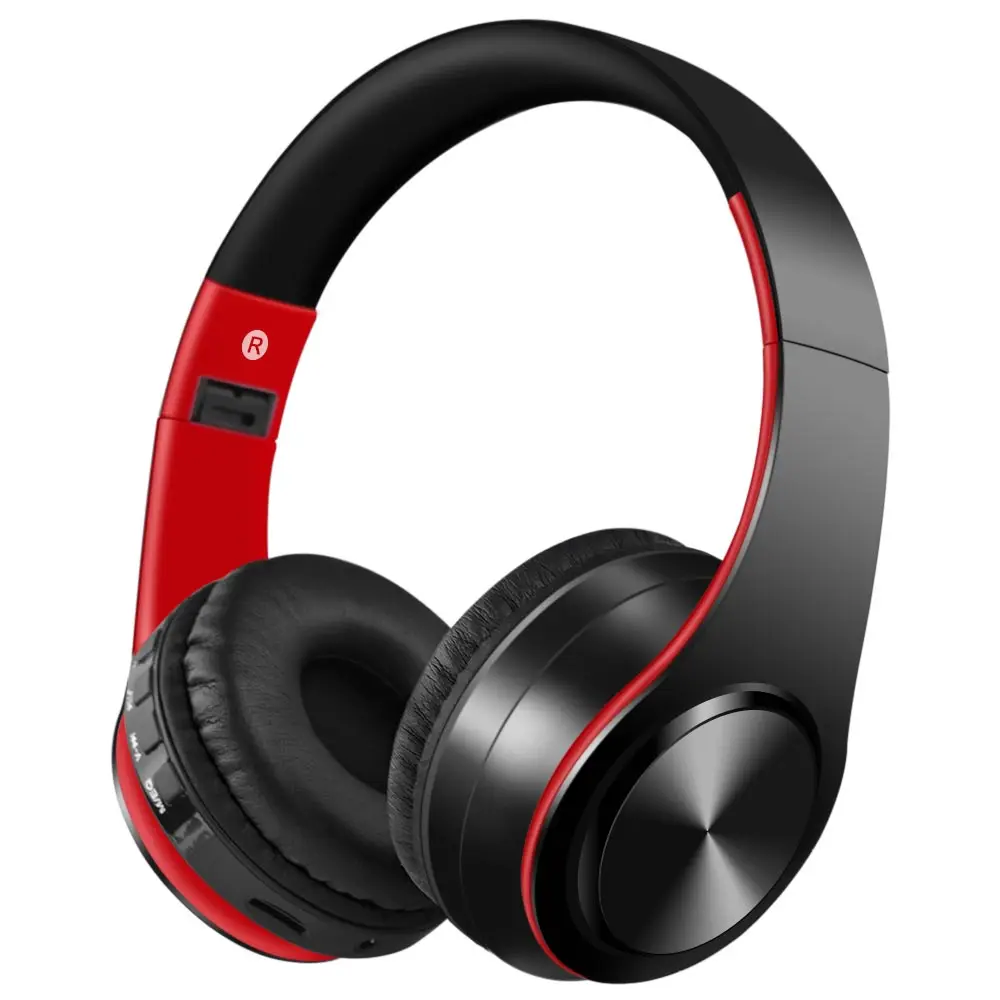 YEINDBOO беспроводные наушники Bluetooth гарнитура складные наушники регулируемые наушники с микрофоном для ПК мобильного телефона Mp3 - Цвет: Красный