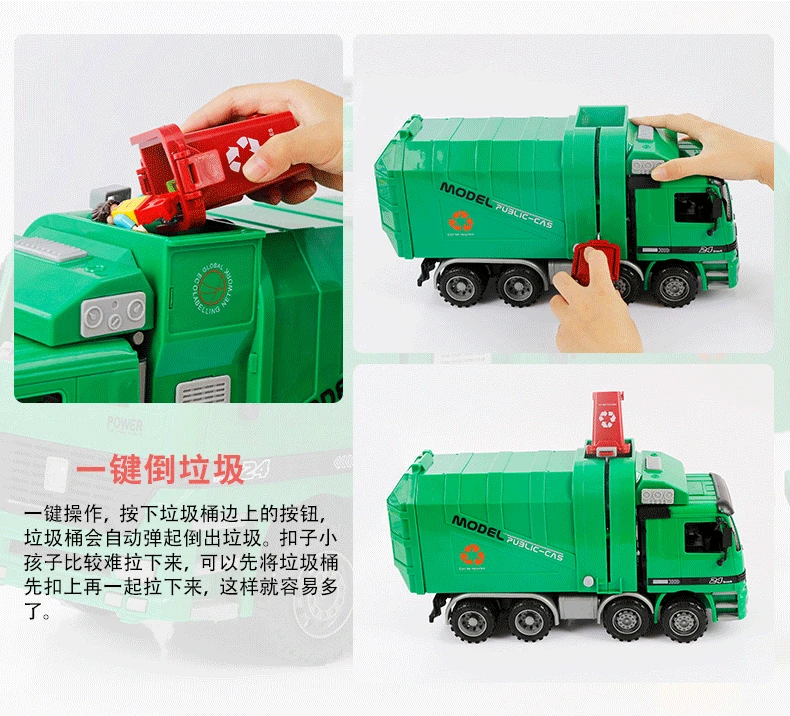 1 22 Children Sanitation Truck Garbage Truck Toy Boy Simulation Inertia Engineering Cleaning Car Model Suitable For Age Of 3 5 Diecasts Toy Vehicles Aliexpress