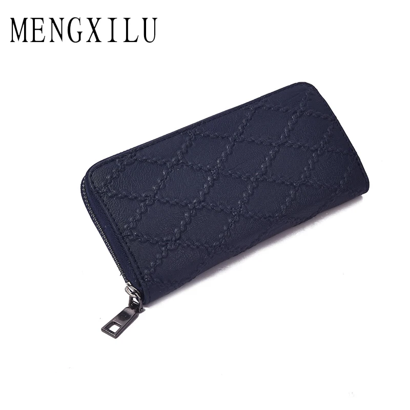 

MENGXILU Women Plaid Wallet Leather Card Coin Holder Money Clip Long Phone Clutch Photo High Quality Photo Fashion Cash Pocket