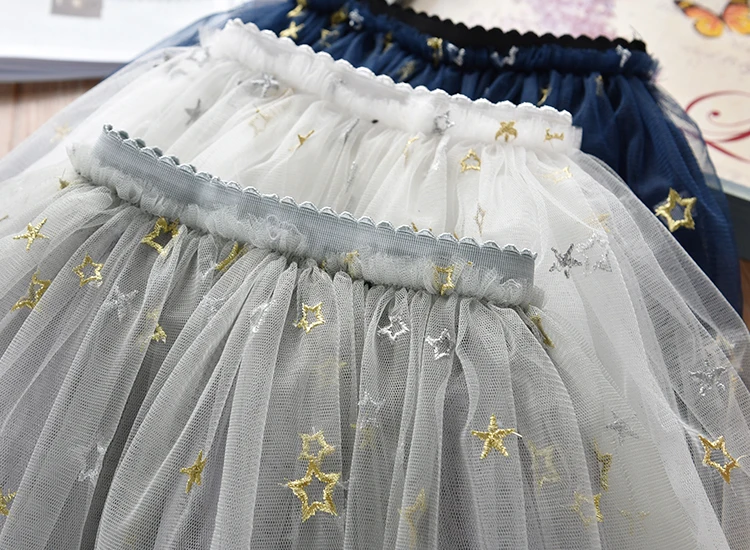 Юбки-пачки для маленьких девочек, мини-юбка в стиле Falda chica, детская юбка принцессы с вышивкой в виде звезд, бальное платье, Детская рубашка принцессы для танцев