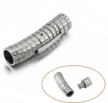 

Spiral Pattern 316L Stainless Steel Snap Bayonet Clasp Connectors for Leather Cord With Locking Mechanism