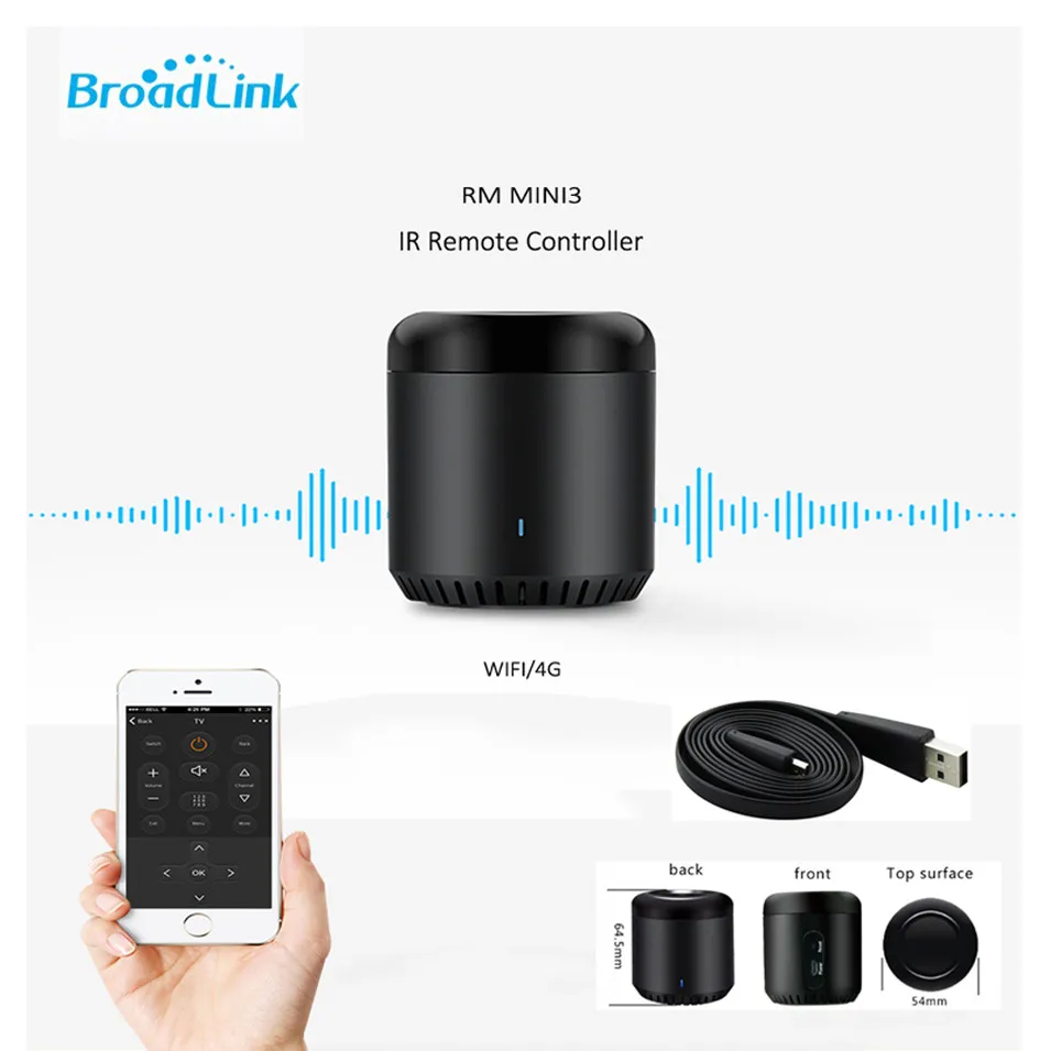 New Broadlink RM Mini3,Smart Home Automation,WiFi+IR+4G,Universal Intelligent APP Wireless IR Remote Controller, Black Bean New Broadlink RM Mini3,Smart Home Automation,WiFi+IR+4G,Universal Intelligent APP Wireless IR Remote Controller, Black Bean