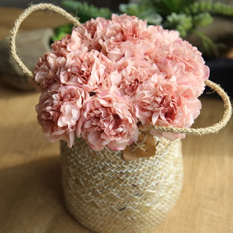 Розовые шелковые гортензии Искусственные Свадебные цветы для невесты ручной Шелковый Цветущий пион поддельные цветы белые украшения для дома