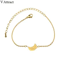 V привлечь B066 10 шт. модные Нержавеющая сталь милые тропические фрукты банан браслет цвета: золотистый, Серебристый цепи и ссылка браслет