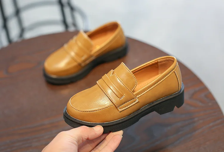 Новинка весны/Осень детская обувь для мальчиков в британском стиле кожаные туфли студент платье черные мокасины обувь для детей для