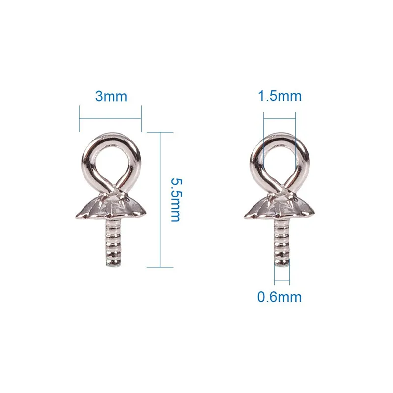 20 штук 925 пробы серебро 5 мм глаз резьбовые шпильки за половину просверленные жемчужная чашка под залог для подвески DIY изготовления аксессуаров F70
