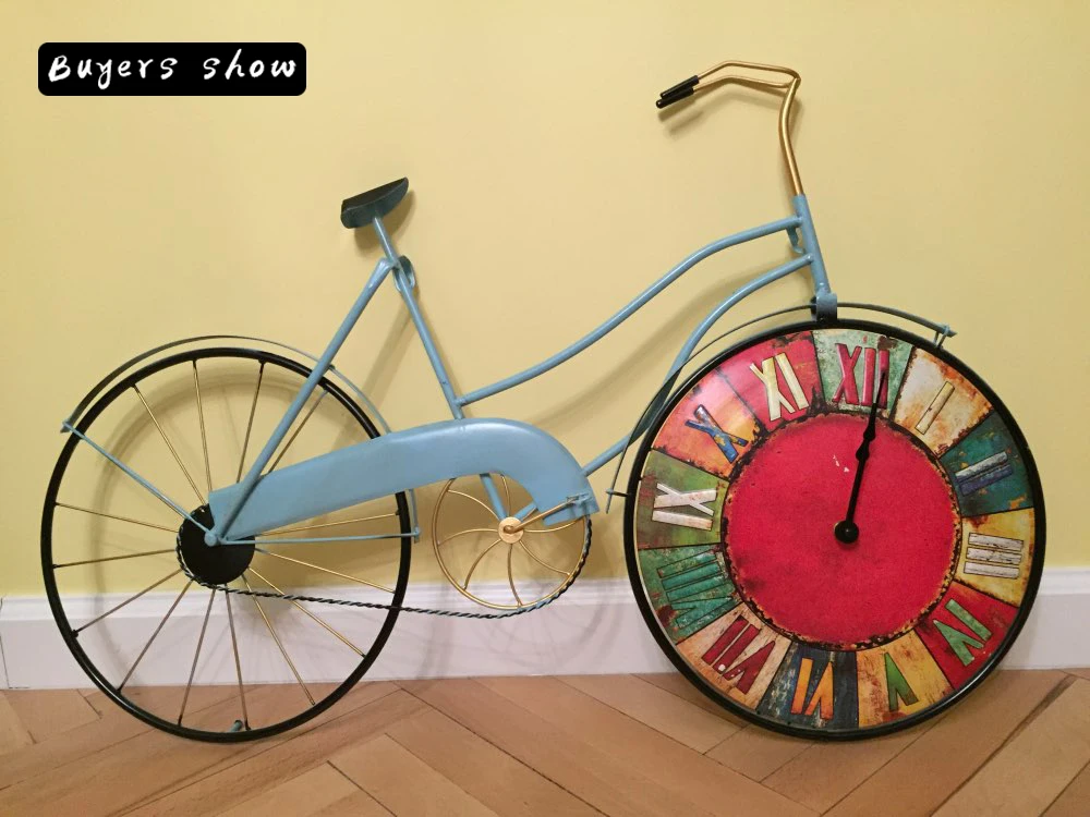 American Retro Bedroom Wall Clock Bicycle Personality Decorative Mural Decorations Home Decoration Accessories Housewarming Gift