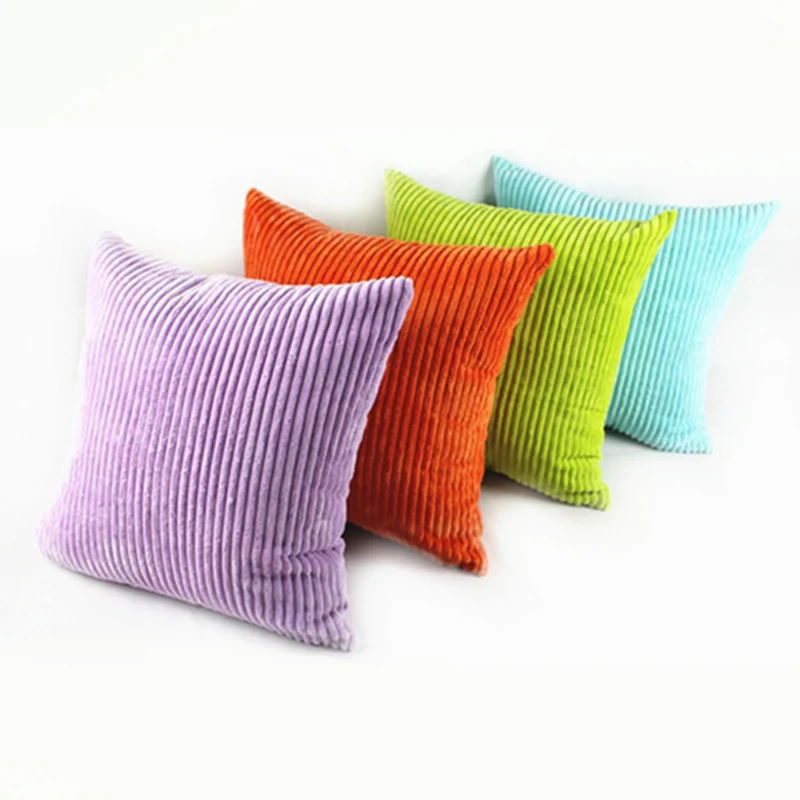 Fashion Promotion Stripe Soft Corduroy Plush Pure Colorful Cushions