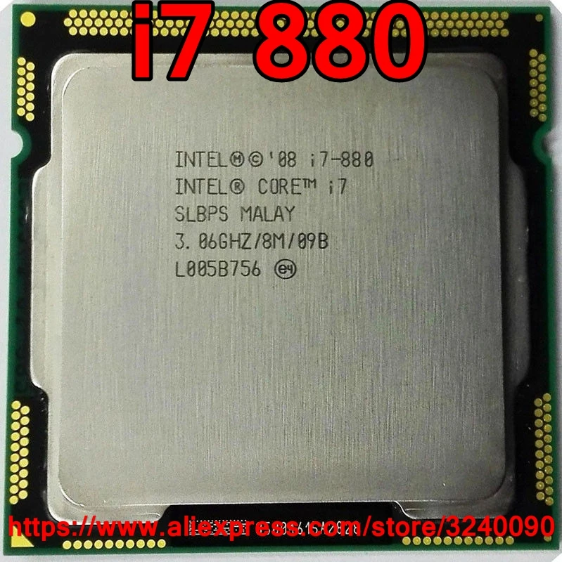 Процессор Intel Core i7 880 четырехъядерный 3,06 ГГц LGA1156 8 м кэш 95 Вт i7-880 настольный процессор Быстрая