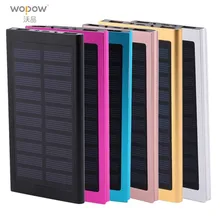Wopow 20000mah Solar Power bank 2 USB Port LED External baterry 20000 mah PowerBank For Mobile Phone For Iphone xiaomi