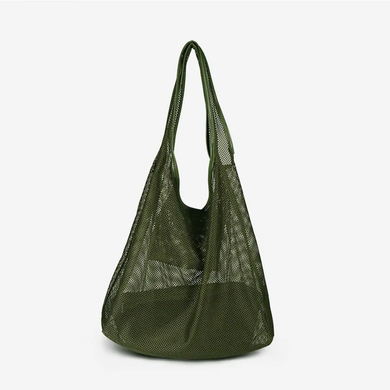 

Fashion Mash Shoulder Bag Large Capacity Ladies Handbag Hollow Out Canvas Tote Women Perspective Composited Bag Beach Bags 2019