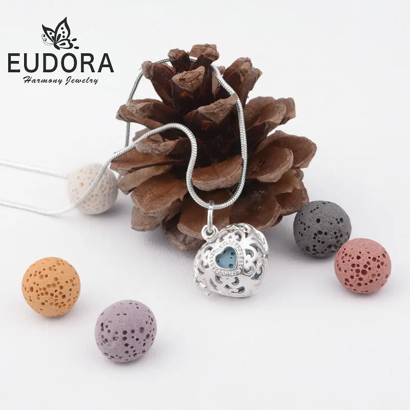 Eudora 12 мм Духи диффузор медальон кулон ожерелье Лава fit 7 шт. камень из вулканической лавы мяч для женщин ювелирные изделия подарок на день рождения K64