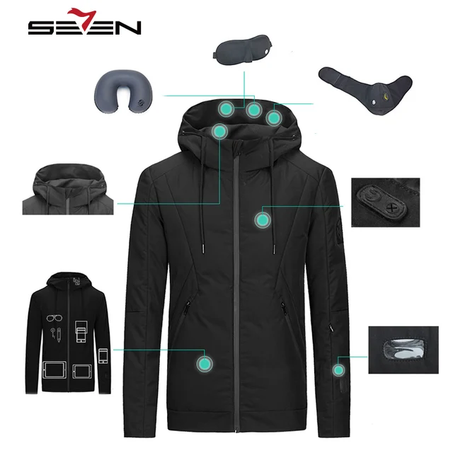 Seven7 Mens Travel Jacket Hooded Winter Warm Down Duck Smart Jacket