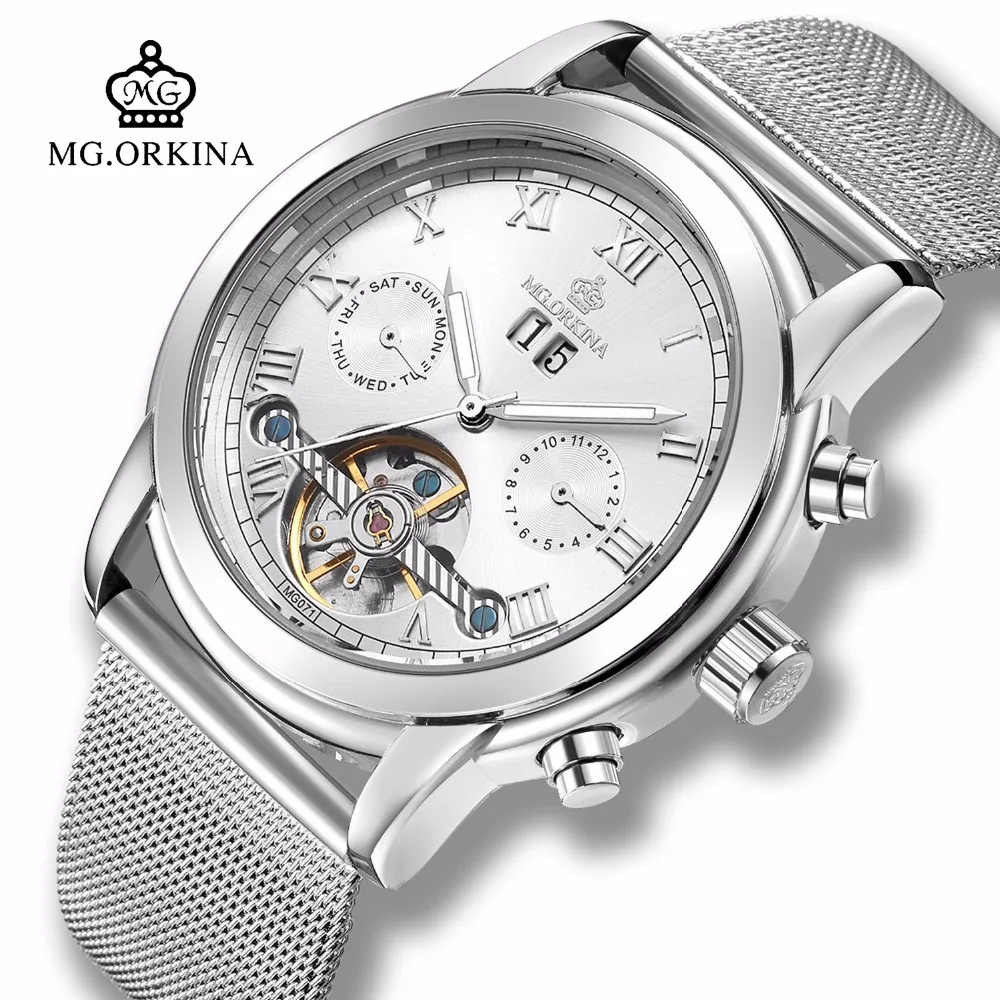 Mens Business Mechanical Automatic Tourbillon Watches Mg.orkina Dress