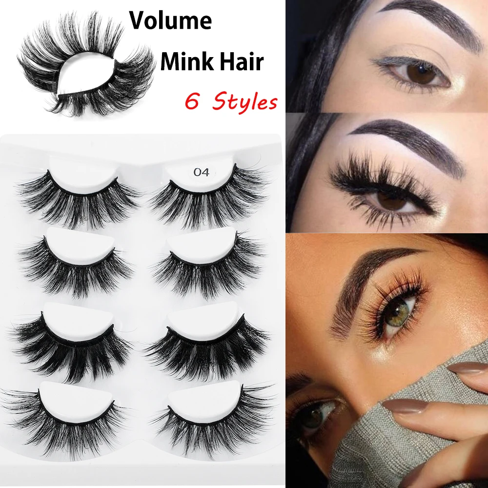 4 Pairs Soft 3D Mink Hair False 