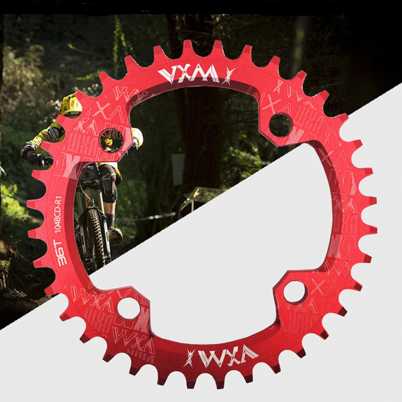 Велосипед vxm Crank 104BCD круглый Овальный 32 T 34 T 36 T 38 T цепь узкая широкая MTB дорожный велосипед одна кривошипная система со звездочкой черный/красный