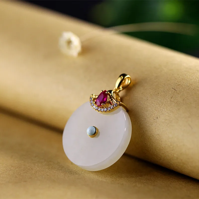 

S925 sterling silver jewelry fashion lady natural and nephrite Pendant