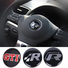 Para VW 45mm R SR GTI Coelho Mal Logotipo Wolfsburg Remontagem Volante Centro da roda Emblema para Golf 5 R32 MK6 MK7 Polo Passat Tiguan
