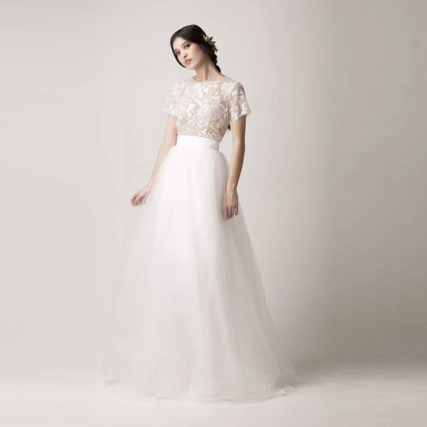 Pure White Full Skirt Custom Made Empire Waist A Line Floor Length Long