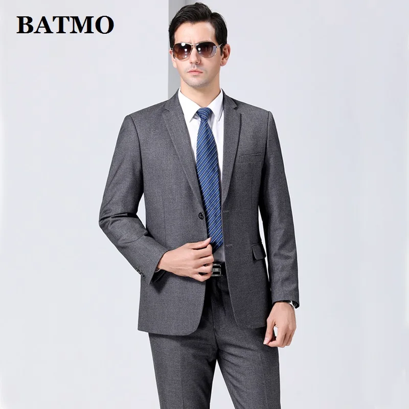 

Batmo 2019 new arrival high quality smart casual suits men,men's Business suit,jackets+pants,plus-size M-XXXL PY937