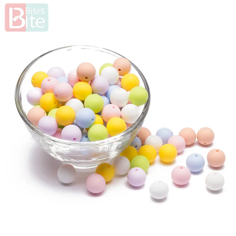 

Bite Bites 30pc Silicone Beads Round Baby Teether Teething Pacifier Chain Making BPA Free Food Grade Silicone Beads Baby Teether