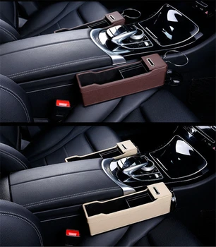 

1PCS Car Organizer Leather Catch Catcher Box Caddy Car Seat Slit Gap Pocket Storage Glove Box Slot Box Leather Storage