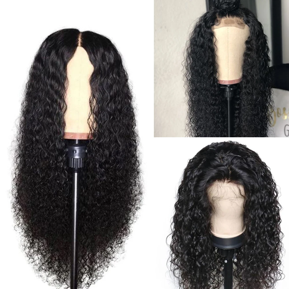 4*4 глубокая волна Кружева Закрытие человеческих волос парики бразильские волосы remy для женщин 150% густые натуральные волосы парики