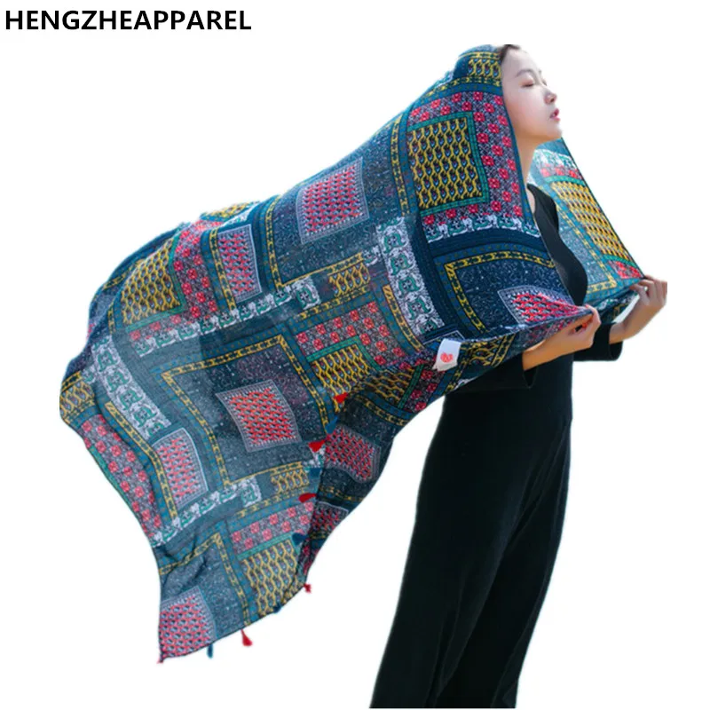 Cotton linen beach scarf seaside sunscreen shawl scarf bohemian beach scarves square towel summer girls wear wraps covers