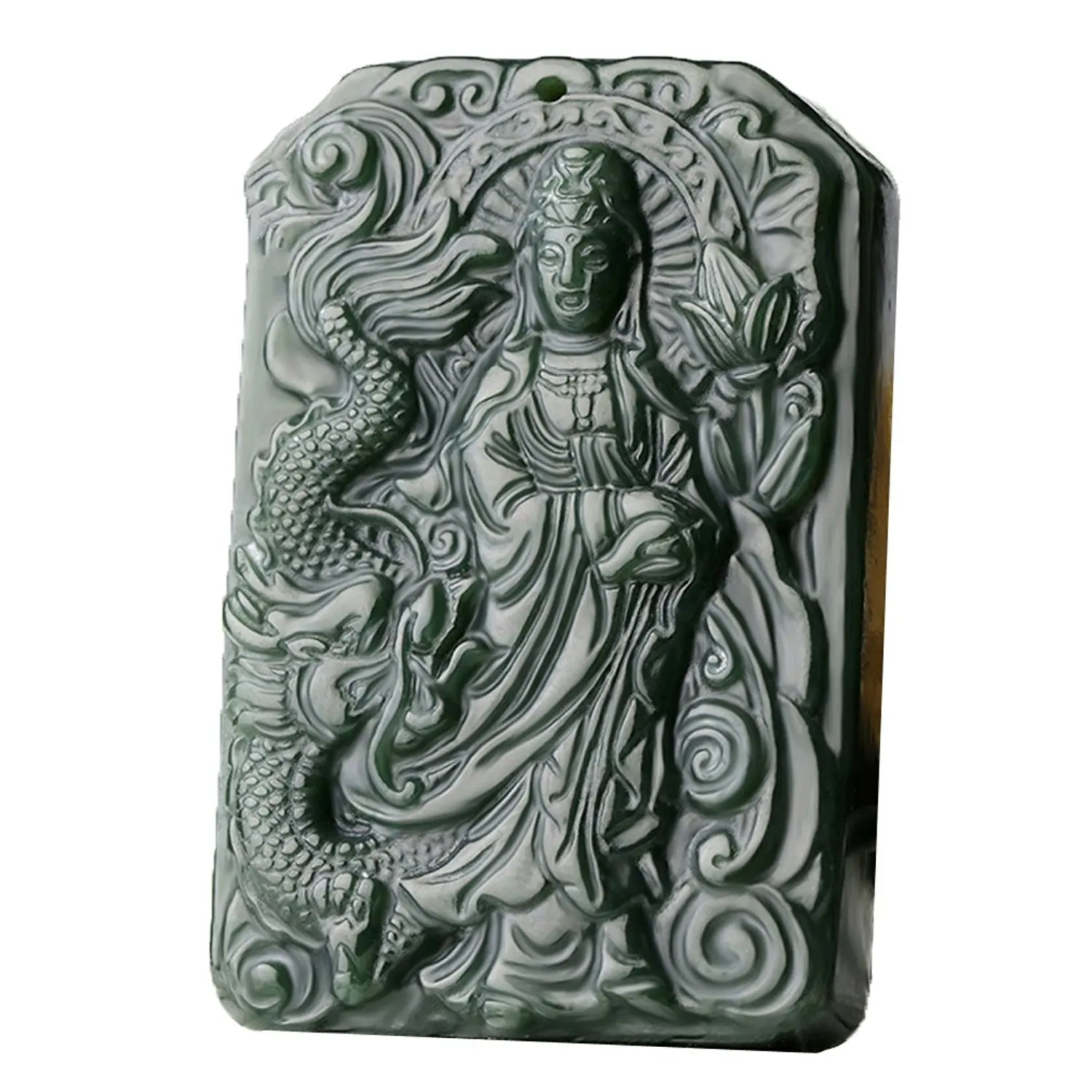 

Koraba Fine Jewelry Green Jade Avalokitesvara Guanyin Bodhisattva Kwan-yin Buddha Necklace Pendant Free Shipping