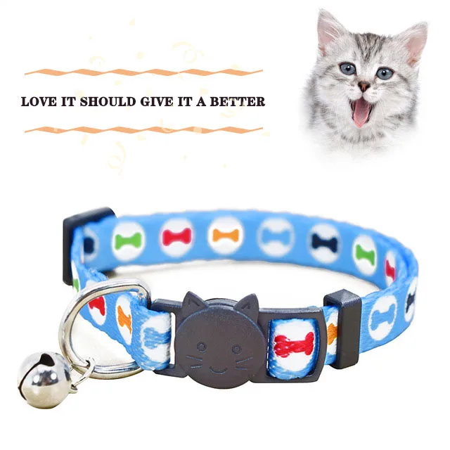 

2019 new pet color bell print cat collar