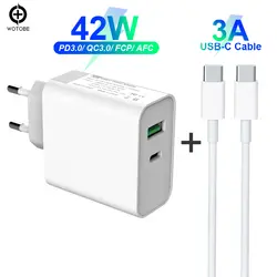 42 Вт TYPE-C USB-C адаптер питания PD30W QC3.0 зарядное устройство для USB-C ноутбуков MacBook Pro/Воздушный iPad Pro samsung iPhone (стандартный кабель