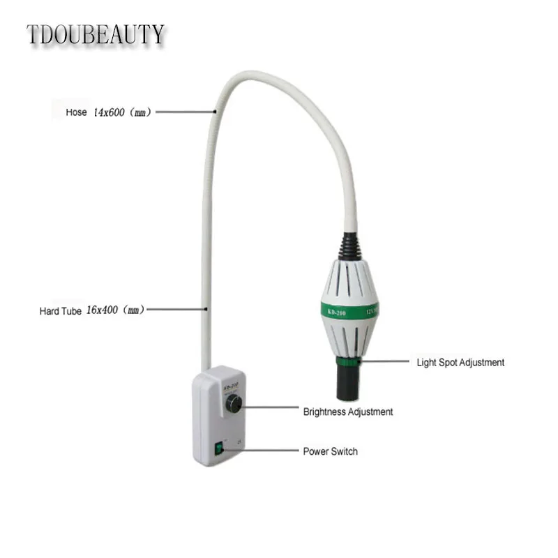

TDOUBEAUTY Dental 35W KD-201B-2 Focusable Halogen Examination Light Flexible Tube Bend 110V/220V Free Shipping