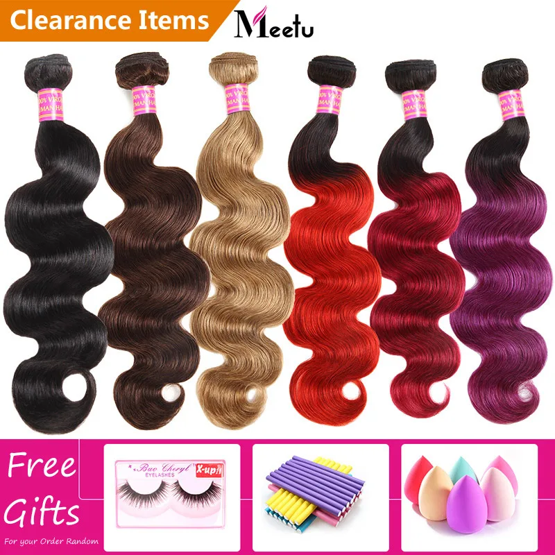 Meetu Brazilian Body Wave Hair Bundles 100% Human Hair Ombre Brazilian Hair Weave Bundles Honey Blonde Ombre Human Hair Bundles