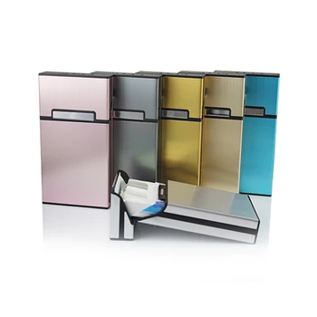 

New Ultra Thin Fashion Pipe Creative Personality Cigaret Case Slim Metal Cigarette Box Aluminum Women Gift Box Cigarette Holder