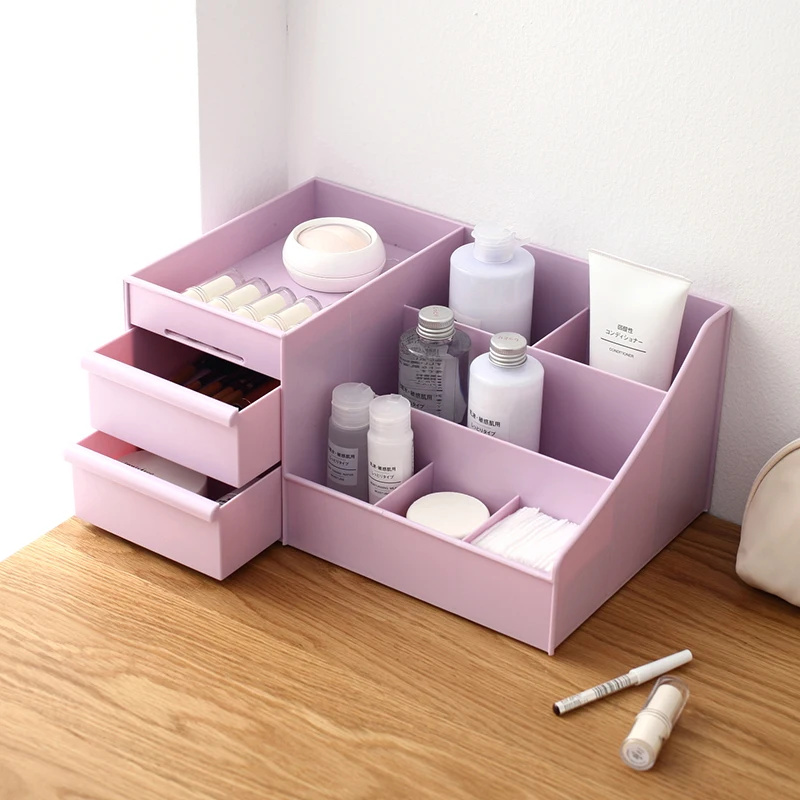 Large drawer desktop cosmetics storage box plastic dresser storage box