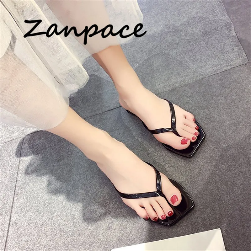 Женские шлепанцы на плоской подошве ZANPACE разноцветные платформе пляжные для