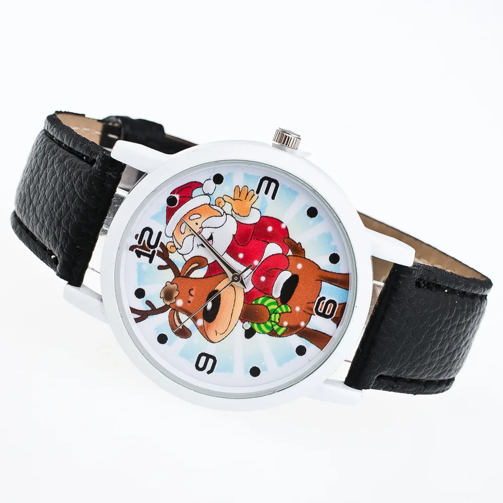 Новый Санта Клаус набрать детская часы Таймер кварцевый искусственная кожа наручные часы детские часы Баян коль saati
