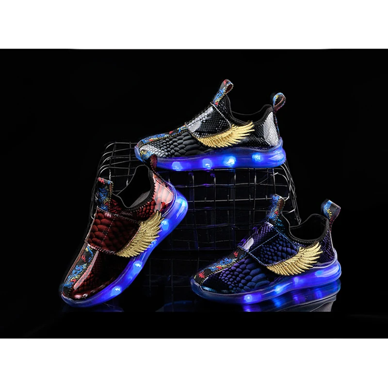 Size 26-37 New Summer Led Fiber Optic Shoes for girls boys USB Recharge glowing Sneakers Man light up shoes High Quality