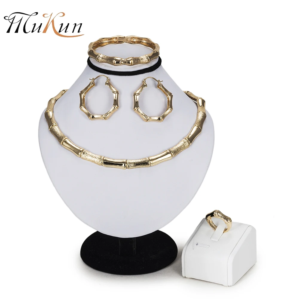 

MUKUN Wholesale 2018 Dubai Gold Color Bridal Jewelry Sets Fashion African Beads Jewelry set big Nigeria Wedding necklace set