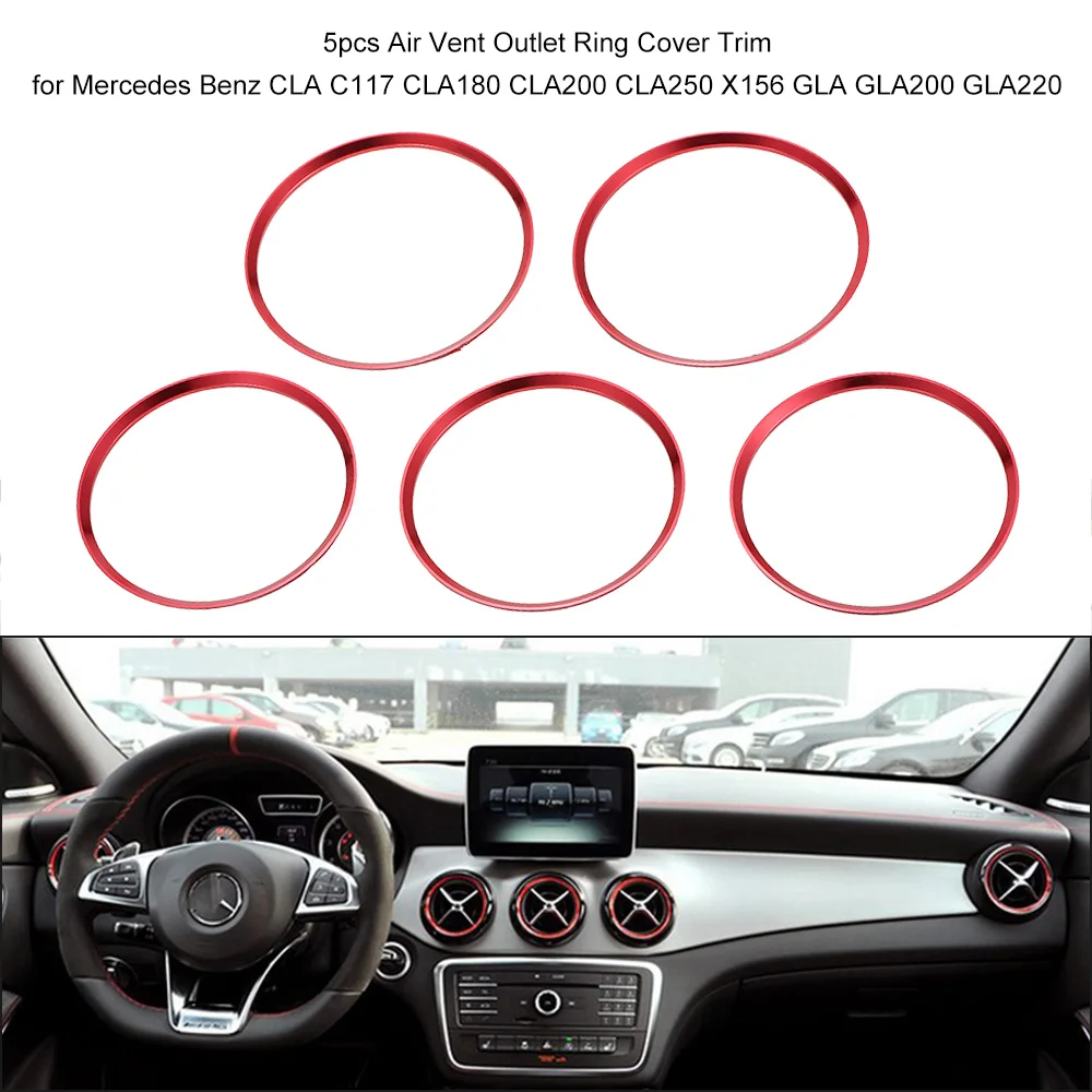 5pcs Air Vent Ring Cover Trim For Mercedes Benz Cla C117