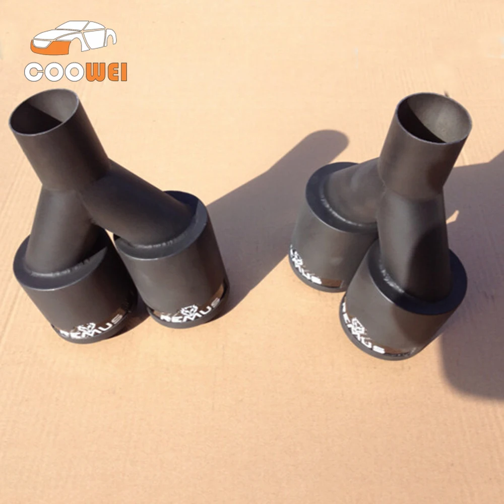 

1 Pair Universal Remus Exhaust Matt black 63mm in-76mm out Carbon fiber Rear dual Exhaust tips end Pipe