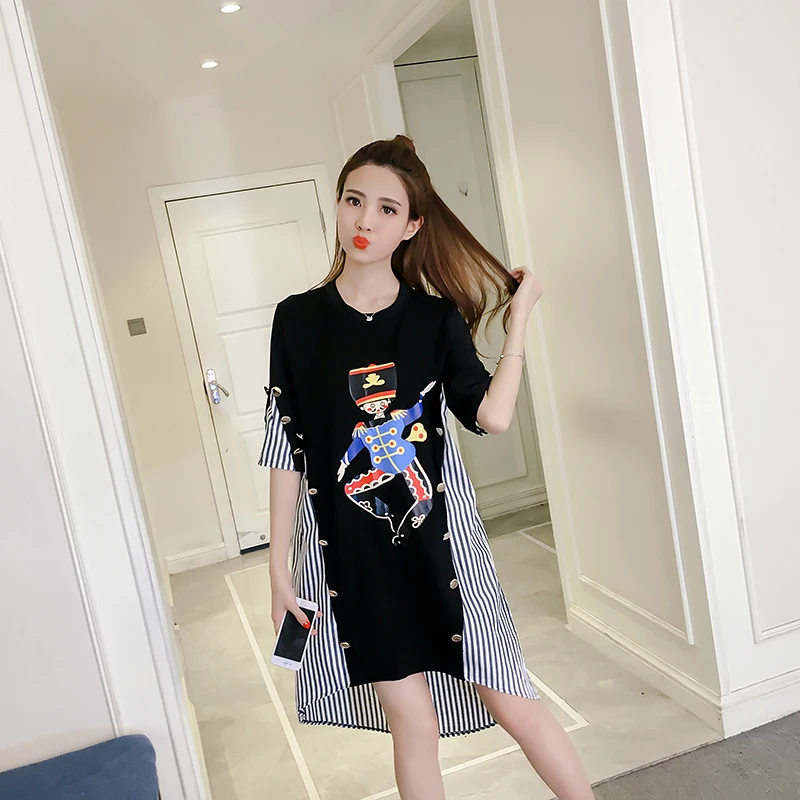 4xl além disso big size roupas femininas primavera verão 2017 estilo coreano vestidos de moda solta fina doce bonito vestido feminino A3845