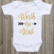 Изготовленный на заказ Блеск стоит ждать боди для малыша цельный комбинезон взять домой Малыша Рубашка день рождения подарки для гостей на крещение