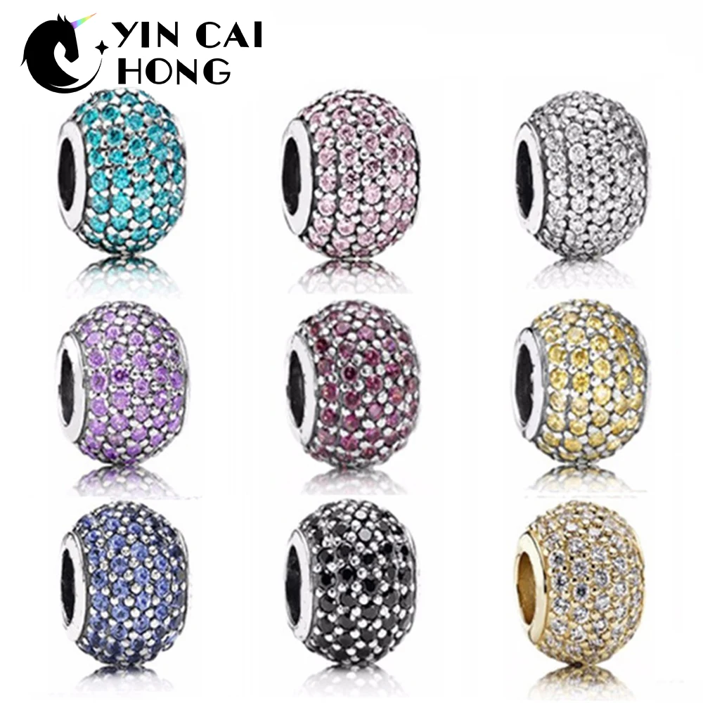 

YCH 100%925 Sterling Silver European cubic zirconia Charm Beads Fit DIY Style Bracelet Pendant Necklace DIY Jewelry Originals